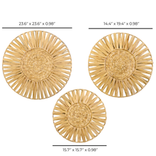 Load image into Gallery viewer, Set Of 3 Handwoven Natural Fiber Wall Décor – Natural Boho Circular Design - Starburst Spoke
