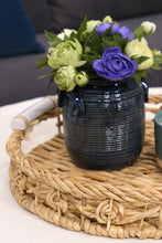 Load image into Gallery viewer, Set of 2 Twisted Water Hyacinth Round Trays with Ceramic Handles
