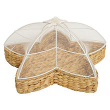Load image into Gallery viewer, Handwoven Water Hyacinth Star Tray with Mesh Food Cover
