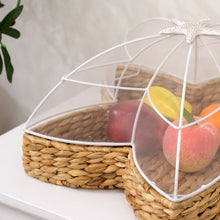 Load image into Gallery viewer, Handwoven Water Hyacinth Star Tray with Mesh Food Cover
