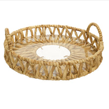Load image into Gallery viewer, Twisted Water Hyacinth Round Tray with Handles
