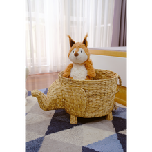 Load image into Gallery viewer, Handwoven Elephant Basket – Natural Animal-shaped Storage Bin With Trunk &amp; Tail Accents
