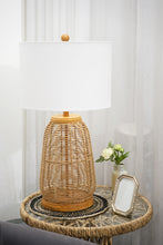 Load image into Gallery viewer, Rattan Table Lamp/Fabric shade with UL standard
