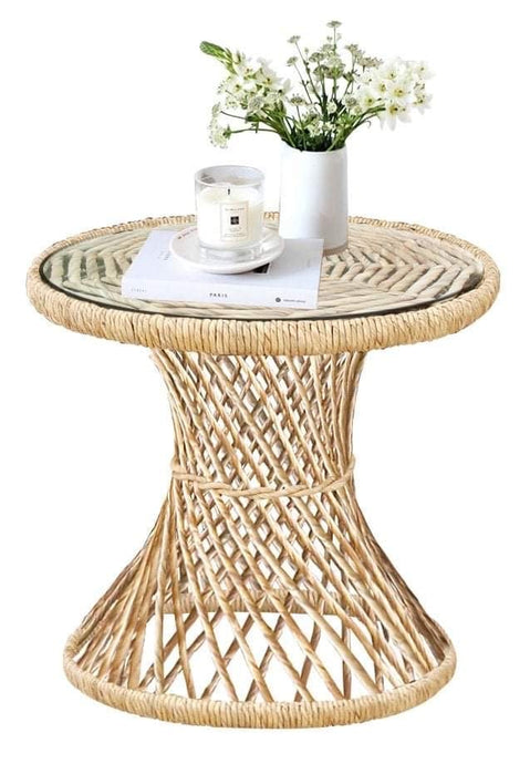 Pedestal Woven Accent Table